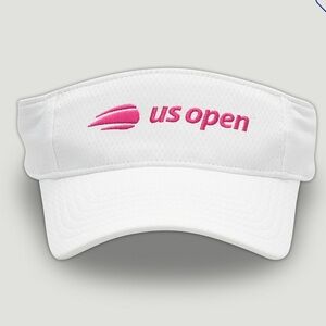 US Open Tennis Women’s Under Armour White Visor Hat with Pink Embroidered Logo